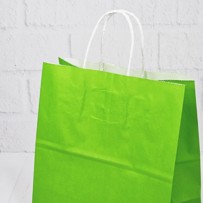 товар Бумажный крафт пакет с кручеными ручками, салатовый, 260*150*350 мм, 80 г/м2 LGKPK026